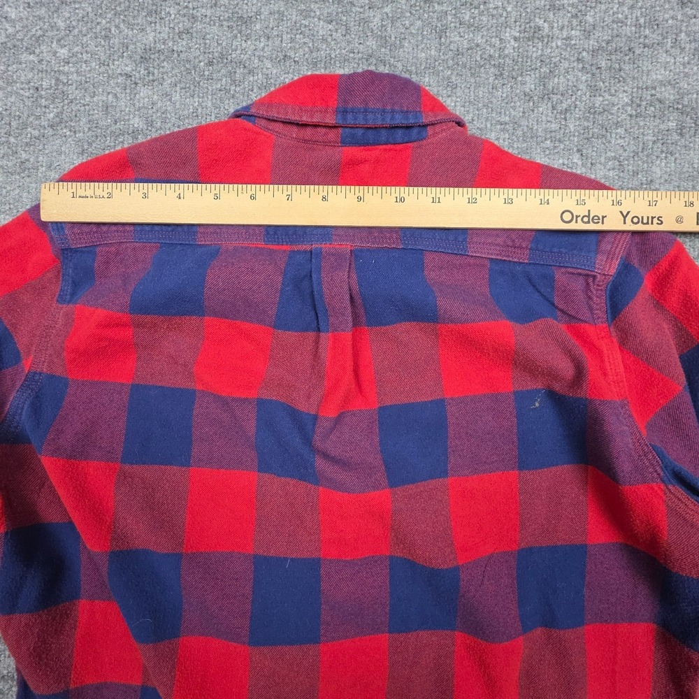 Flint And Tinder Shirt Mens Medium Red Blue Plaid Flannel Button Up Made USA - Picture 8 of 10